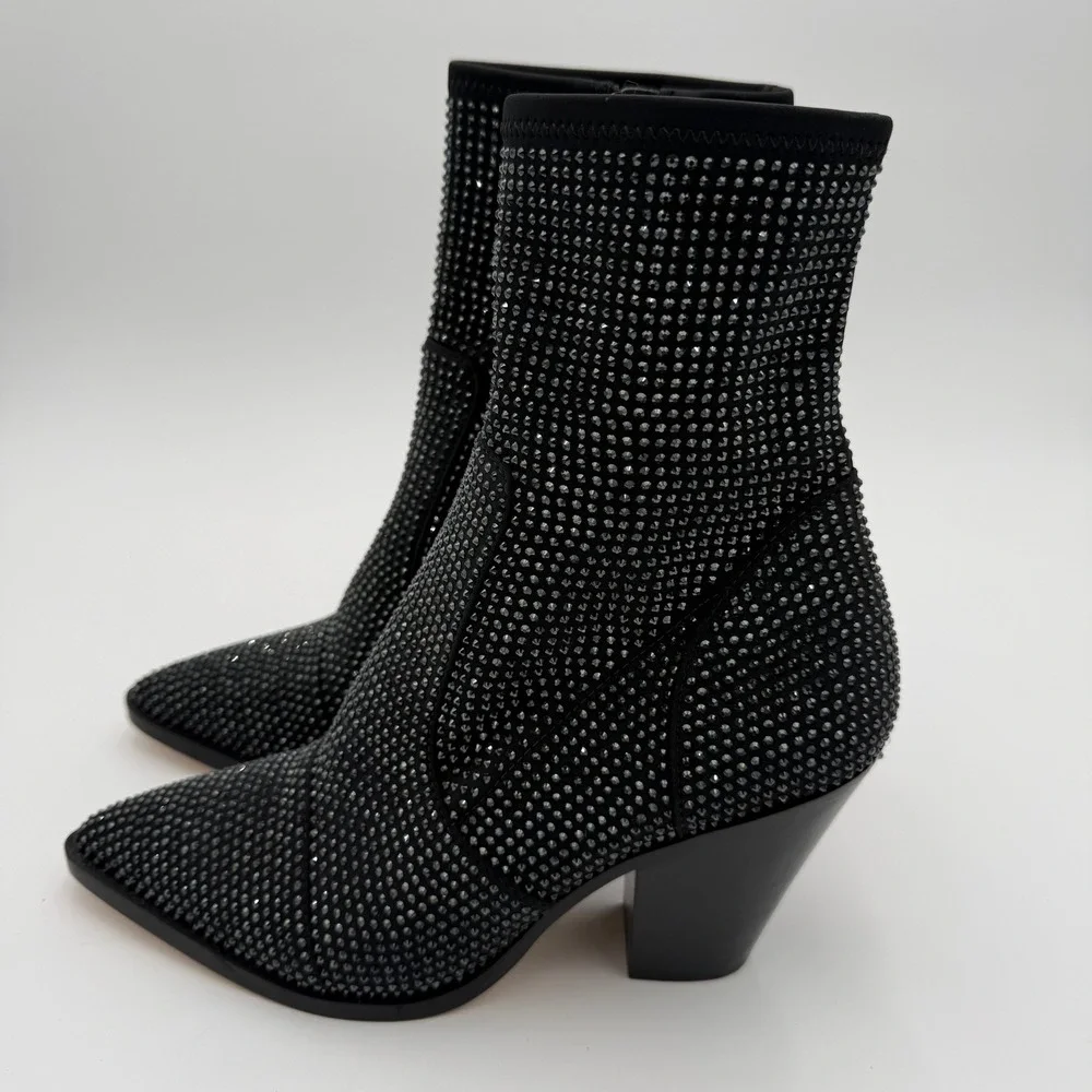 Michael Kors Dover Embellished Scuba Boot Rhinestone Pointed Toe Heels SZ 8 NWOT - Picture 3 of 15